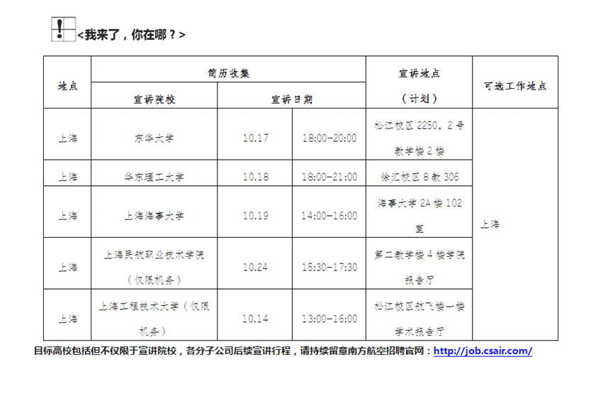 2017中国南方航空公司秋季校园招聘公告（上海分公司）6