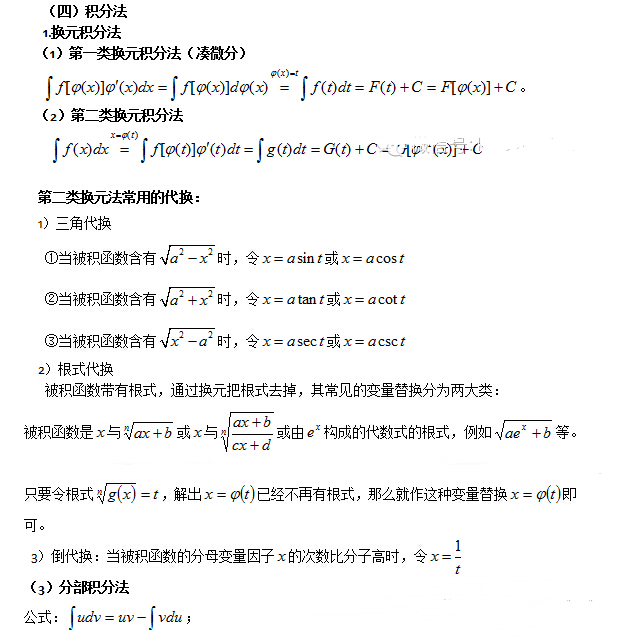 2017考研经济类联考数学要点：不定积分3