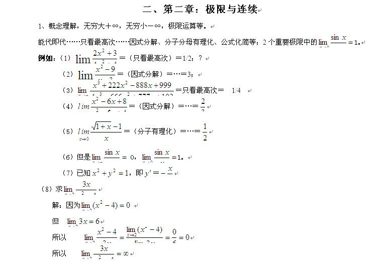 经济类数学复习考点及例题2