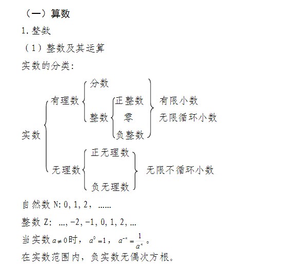 初等数学知识点归纳：算数1