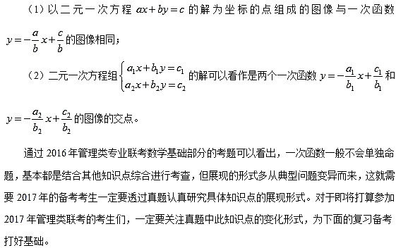 2017考研管综初数考点解析：一次函数3